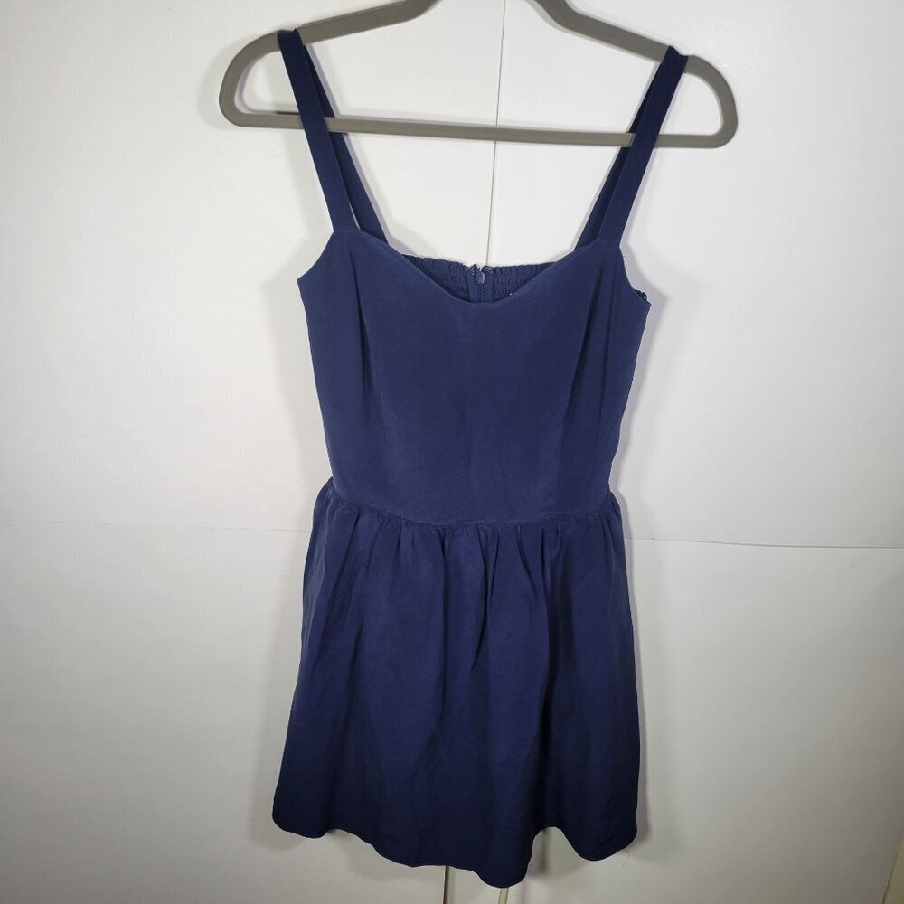 Joie Sleeveless Blue Pleated Dress With Smocked Back Size S